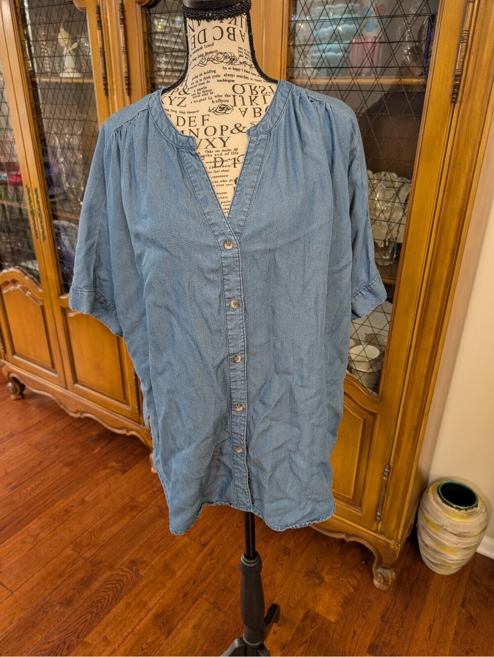 Zac & Rachel Chambray  Short Sleeve Button Up Shirt Size XL